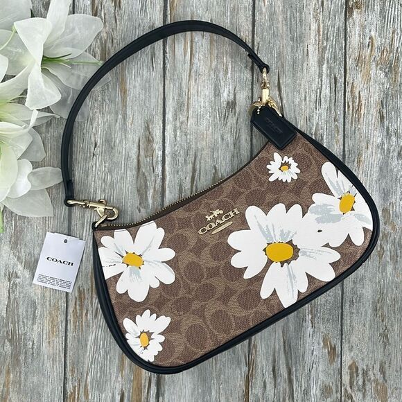 Coach Teri Shoulder Bag With Floral Daisy Print Crossbody Purse - Picture 1 of 8